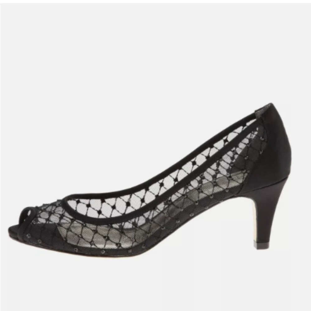 Adrianna Papell Women's Juliette Black Aria Mesh Peeptoe Dress Pump New in Box - Picture 2 of 6
